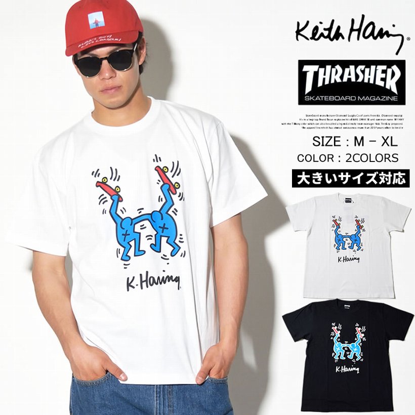 THRASHER × Keith Haring スラ ッシャー×キースへリング コラボ Tシャツ メンズ 半袖
