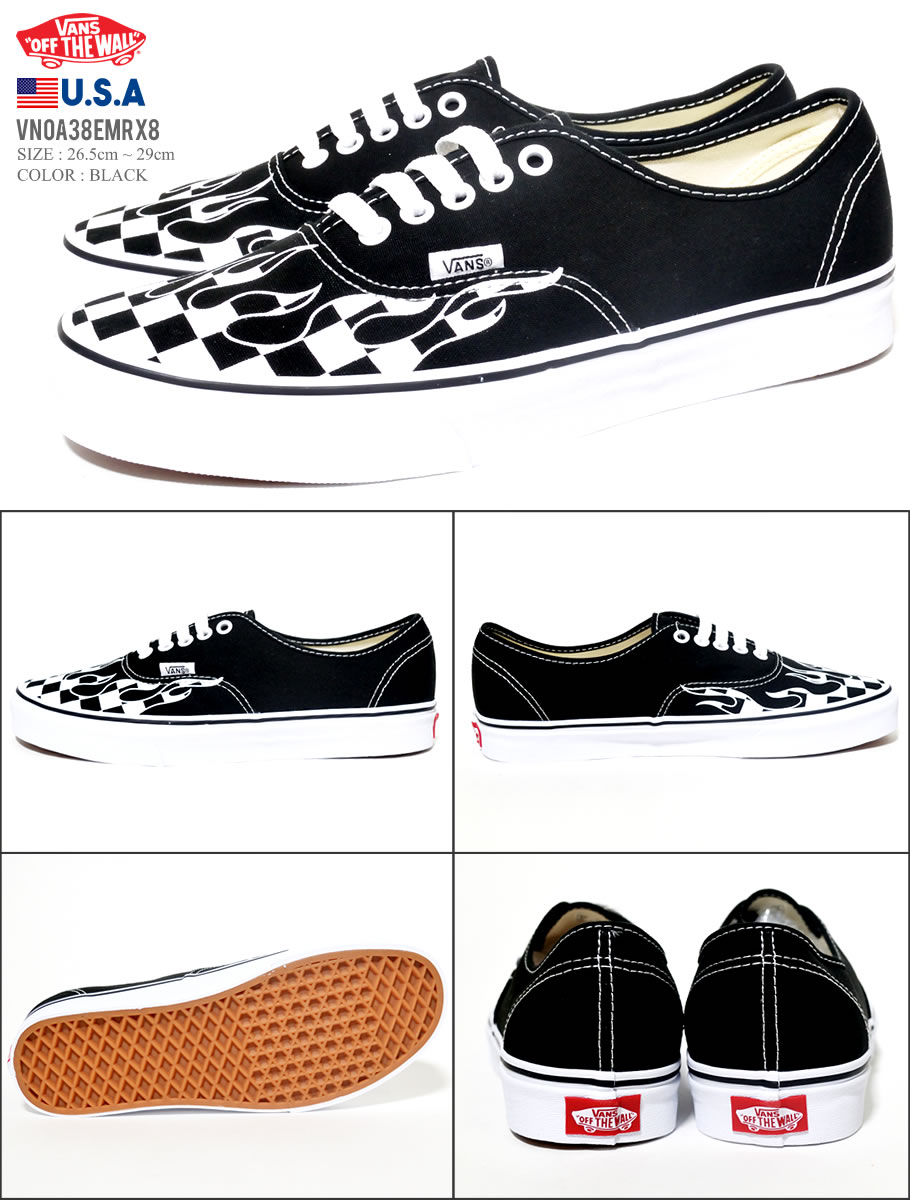 VANS バンズ スニーカー メンズ 黒 オーセンティックチェッカーフレイム VN0A38EMRX8