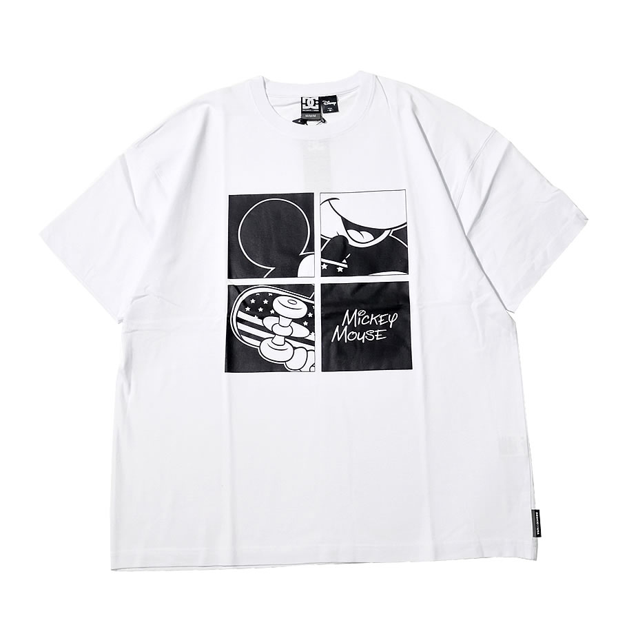 Dc Shoes Disney Tシャツ 半袖 ミッキー プリント コラボ ディズニー モノトーンカラー ホワイト 5226j045