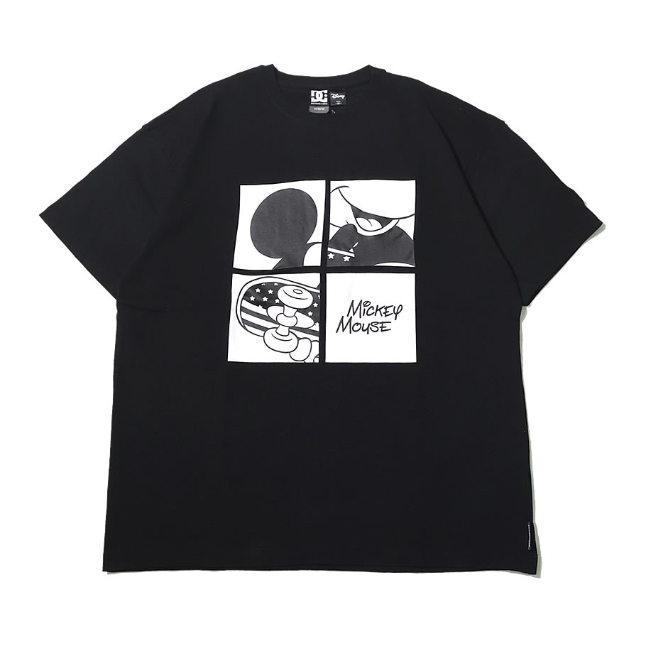 Dc Shoes Disney Tシャツ 半袖 ミッキー プリント コラボ ディズニー モノトーンカラー ブラック 5226j045