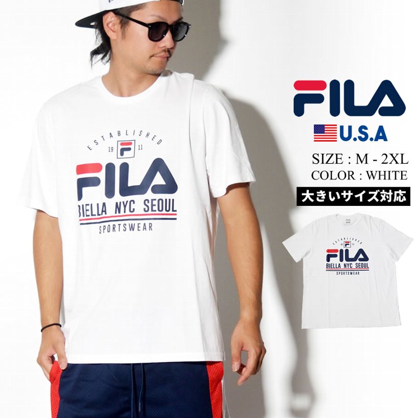 Fila フィラ Tシャツ メンズ 半袖 ロゴ ストリート系 ヒップホップ