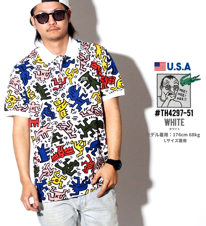 Lacoste Keith Haring ラコステ キースへリング コラボ ポロシャツ メンズ 大きいサイズ 半袖 ロゴ ストリート系 カジュアル ファッション Ph4344 服 通販