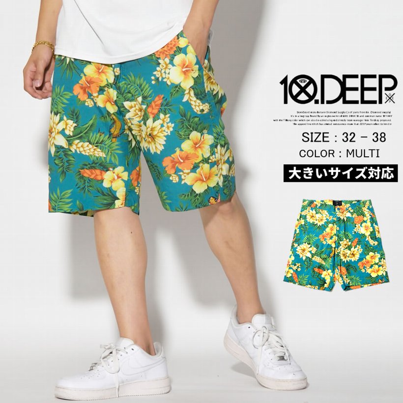 10deep テンディープ ハーフパンツ メンズ 大きいサイズ トロピカル ボタニカル 72td1402 B系 ヒップホップ Hiphop ストリート系 ファッション 通販 Tddt046