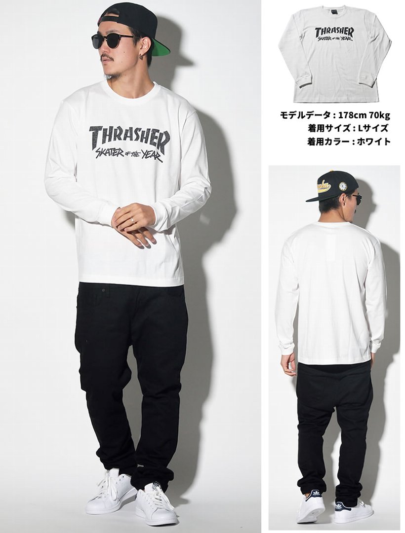 Thrasher スラッシャー ラグラン 七分袖 Tシャツ マガジンロゴ Th01 ストリート系 スケーター ファッション Tstt1003