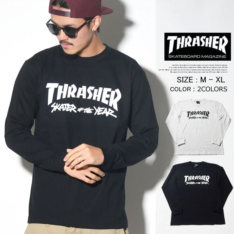 Thrasher スラッシャー ラグラン 七分袖 Tシャツ マガジンロゴ Th01 ストリート系 スケーター ファッション Tstt1003