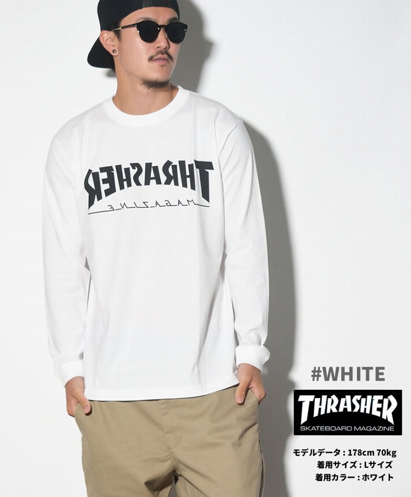 Thrasher スラッシャー 長袖tシャツ ロンt 逆文字 マガジンロゴ Th80 ストリート系 スケーター ファッション Tstt1004